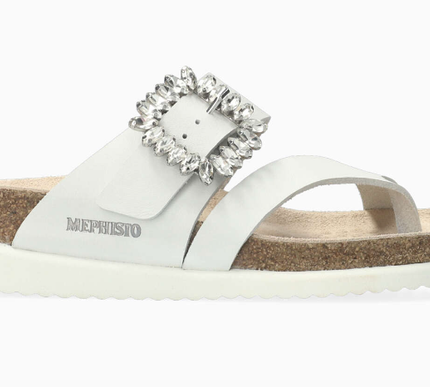 Mephisto Hambre White Waxy w Rhinestones Slide Sandal Women's sizes 35-42 NEW!!!