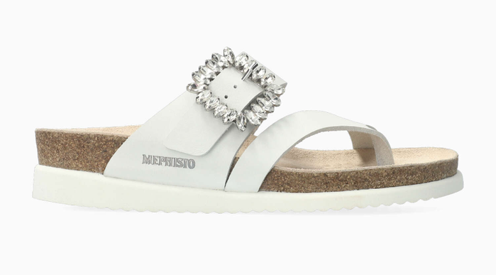 Mephisto Hambre White Waxy w Rhinestones Slide Sandal Women's sizes 35-42 NEW!!!