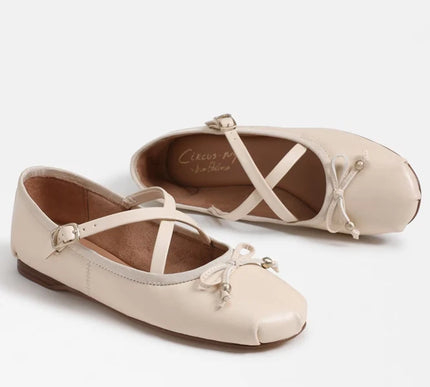 Circus by Sam Edelman Zuri Vanilla Leather Ballet Flat Women sizes 6-10/NEW!!!