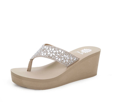 Yellow Box Enola Taupe Wedge Toe Post Sandal Women's sizes 6-10/NEW!
