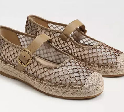 Sam Edelman Mackie Mesh Brushed Gold Mary Jane Espadrille Women sizes 6-10/NEW!!