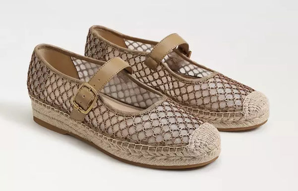 Sam Edelman Mackie Mesh Brushed Gold Mary Jane Espadrille Women sizes 6-10/NEW!!