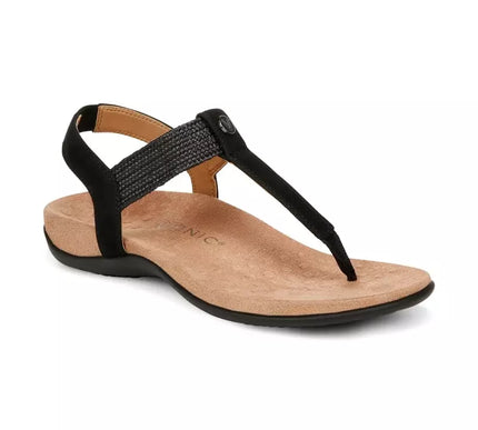 Vionic Brea Black Leather Toe Post Slingback Sandal Women's sizes 5-11/NEW!!!