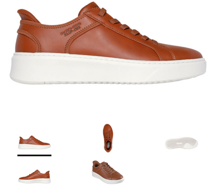 SKECHERS Court Break Cognac Leather Slip-ins Sneaker Men's sizes 7-14/NEW!!