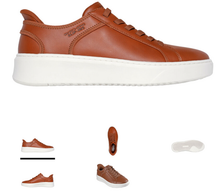 SKECHERS Court Break Cognac Leather Slip-ins Sneaker Men's sizes 7-14/NEW!!