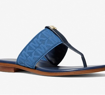 Michael Kors Verity Logo Leather Denim Sandal Women's US sizes 6-11/NEW!!!