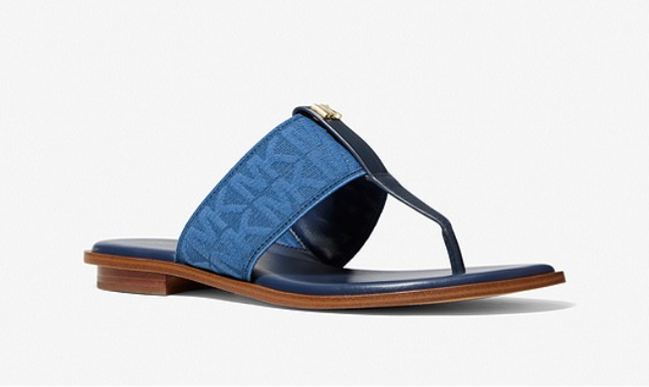 Michael Kors Verity Logo Leather Denim Sandal Women's US sizes 6-11/NEW!!!