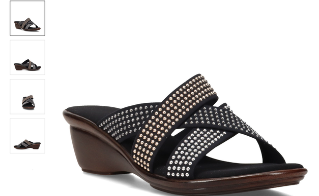 Onex Prelude Black Rhinestone Studded Low Heel Sandal Women's sizes 5-11/NEW!!!