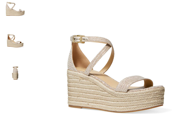 Michael Kors Serena Pale Gold Espadrille Thong Wedge Women's sizes 5-11/NEW!!