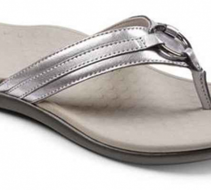 Vionic Tide Aloe Leather Pewter Toe-Post Sandal Flip Flop Women's sizes 5-11 NEW