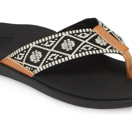 Reef Ortho Bounce Woven Black/White Sandal Flip Flop Women's sizes 5-11/NEW!!!
