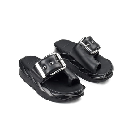 4CCCCEES Mellow Glow Pure Black Platform Sandal Womens Sizes 36-41-6-11 NEW