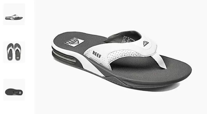 Reef Fanning Grey White Sandal Comfort Flip Flop Men's US sizes 7-17 NEW!!!