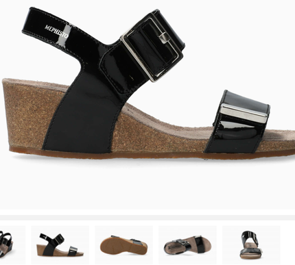 Mephisto Morgana Black Patent Wedge Comfort Sandal Women's EU sizes 35-42 NEW!!!