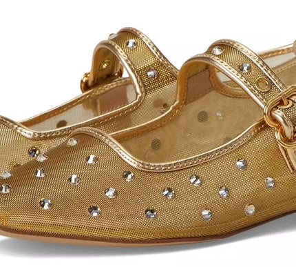 Sam Edelman Michaela Shine Ambergold Mesh Mary Jane Women sizes 6-10/NEW!!!