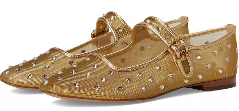 Sam Edelman Michaela Shine Ambergold Mesh Mary Jane Women sizes 6-10/NEW!!!