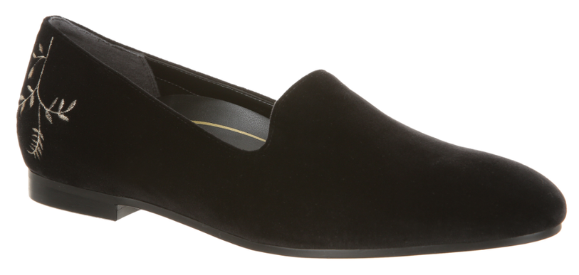Vionic Willa Black Velvet Flat Slip-On Comfort Shoe Women's sizes 5-10 NEW!!!!