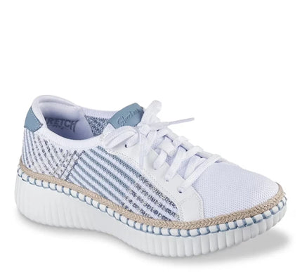 SKECHERS Wilshire Blvd - Breezy Stroll White Blue Sneaker Womens sizes 5-11 NEW