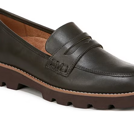 Vionic Cheryl II Dark Khaki Leather Loafer Shoe Women sizes 5-11/NEW!! Medium