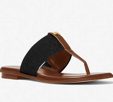 Michael Kors Verity Logo Leather Luggage/Black Sandal Women's US sizes 6-11/NEW!