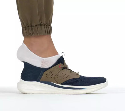 SKECHERS Slade Caster Navy/Tan Relaxed Fit Sneaker Shoe Men's sizes 7-14/NEW!!