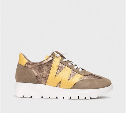 Wonders Odisei-76 Taupe/Yellow Racer Slip-on Sneaker Womens sizes 36-42