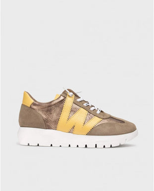 Wonders Odisei-76 Taupe/Yellow Racer Slip-on Sneaker Womens sizes 36-42