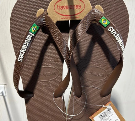 Havaianas Brazil Logo Dark Brown/White Sandal Men EU sizes 39/40-45/46 NEW!!!