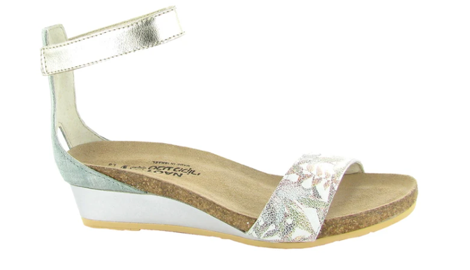 Naot Pixie Floral Teal Gold Wedge Sandal Women's sizes 36-42 NEW!!!
