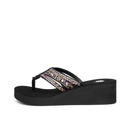 Yellow Box Tania Metallic Multi Wedge Toe Post Sandal Women's sizes 6-10/NEW!