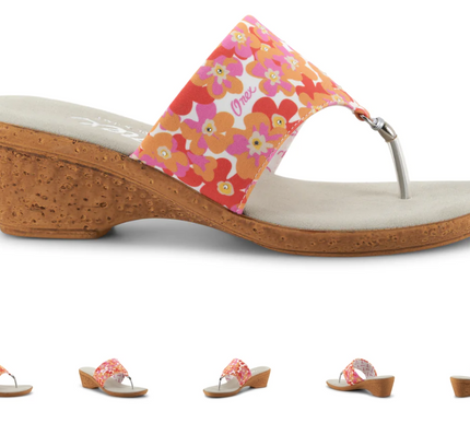 Onex Ember Pink Floral Toe Post Wedge Sandal Women's sizes 5-11/NEW!!!