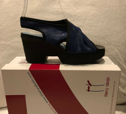 Thierry Rabotin Navy Criss Cross Comfort Sandal Women's Sizes 36-42/6-12/NEW