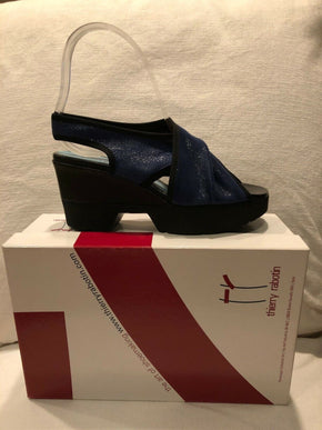Thierry Rabotin Navy Criss Cross Comfort Sandal Women's Sizes 36-42/6-12/NEW
