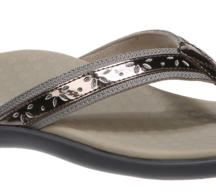 Vionic Tide Casandra Pewter Leather Sandal Flip Flop Women's US sizes 5-12 NEW!!