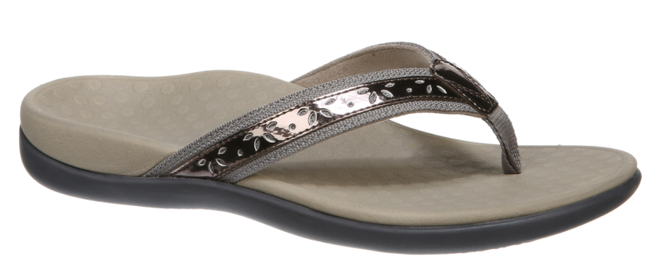 Vionic Tide Casandra Pewter Leather Sandal Flip Flop Women's US sizes 5-12 NEW!!