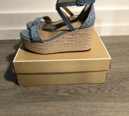 Michael Kors Serena Chambray Denim Espadrille Thong Wedge Women's sizes 5-11/NEW