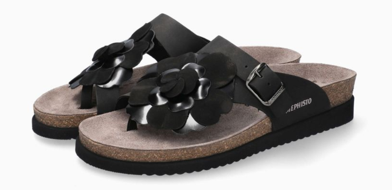 Mephisto Helen Flower Black Nubuck Comfort Sandal Women's sizes 35-42 NEW!!!