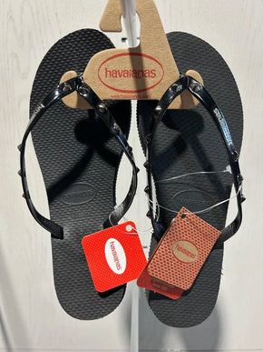 Havaianas You Spikes Black Flip Flop Sandal Women sizes 35/36-41/42 NEW