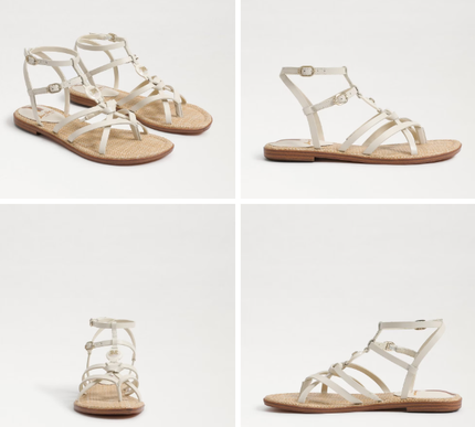 Sam Edelman Gwen Modern Ivory Leather Gladiator Sandal Womens US sizes 6-10/NIB