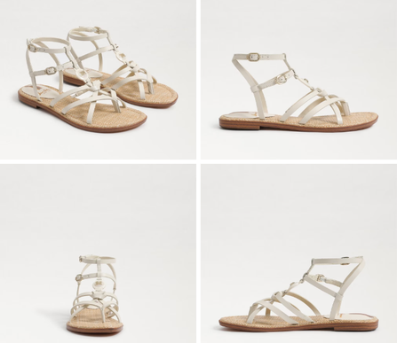 Sam Edelman Gwen Modern Ivory Leather Gladiator Sandal Womens US sizes 6-10/NIB