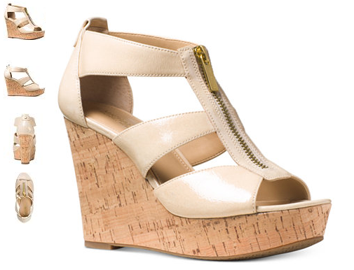 Michael Kors Damita Wedge Ecru Oyster Soft Patent Cork Women's sizes 6-11/NEW!!!