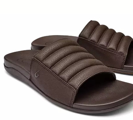Men's Olukai Maha 'Olu Recovery Slide Dark Wood US Sizes 7-16 NEW!!!