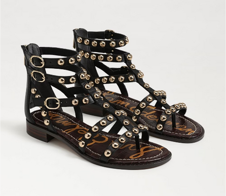 Sam Edelman Estella Black Stud Leather Gladiator Sandal Womens US sizes 6-10 NEW