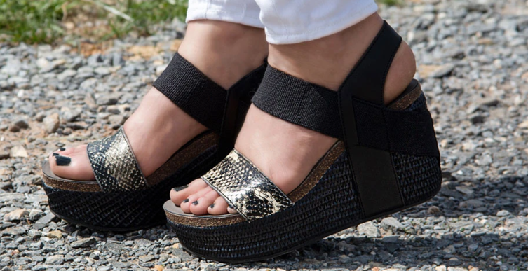 OTBT Bushnell Black Black Wedge Sandal Women US sizes 5.5-10 NEW!!!