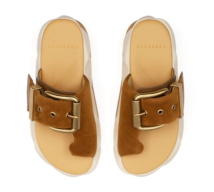 4CCCCEES Mellow Glow Soft Brown Suede Platform Sandal Womens Sizes 36-41 NEW