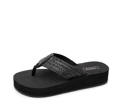 Yellow Box Misha Black Flatform Toe Post Sandal Women's sizes 6-10/NEW!