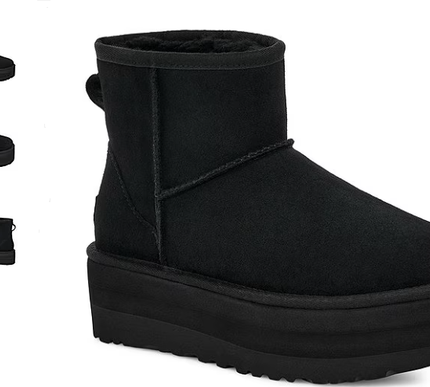 UGG Classic Mini Platform Black Suede Boot/Booties Women's US sizes 5-12/NEW!!!