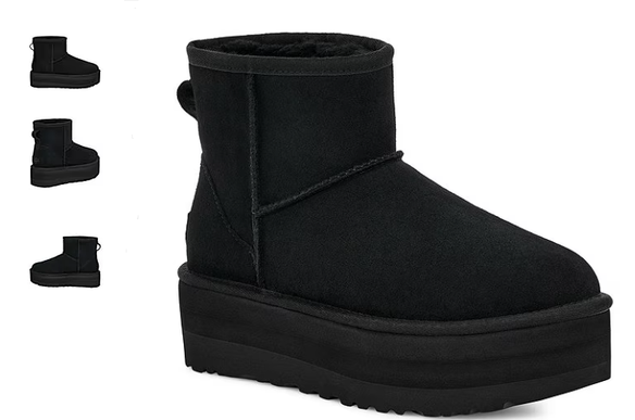 UGG Classic Mini Platform Black Suede Boot/Booties Women's US sizes 5-12/NEW!!!