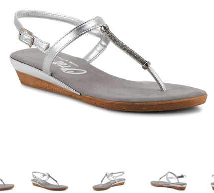 Onex Ava Silver Strappy Toe Post Wedge Sandal Women's sizes 6-10/NEW!!!