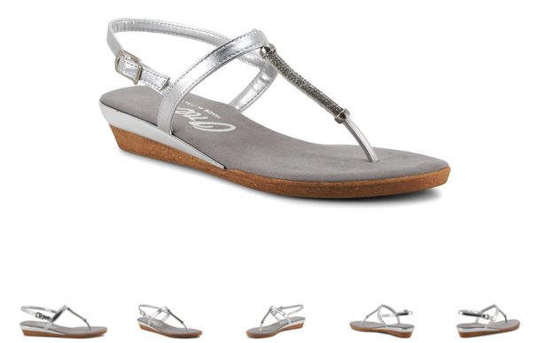 Onex Ava Silver Strappy Toe Post Wedge Sandal Women's sizes 6-10/NEW!!!